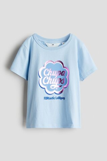 H&M Футболка с принтом, светло-голубой