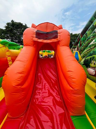 Коммерческий надувной батут «Сафари-Тигр» 10*9*8м, с двумя горками