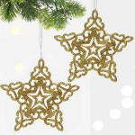 Подвески в блестках «Звездочки кружевные» 10 см (набор 2шт), золото