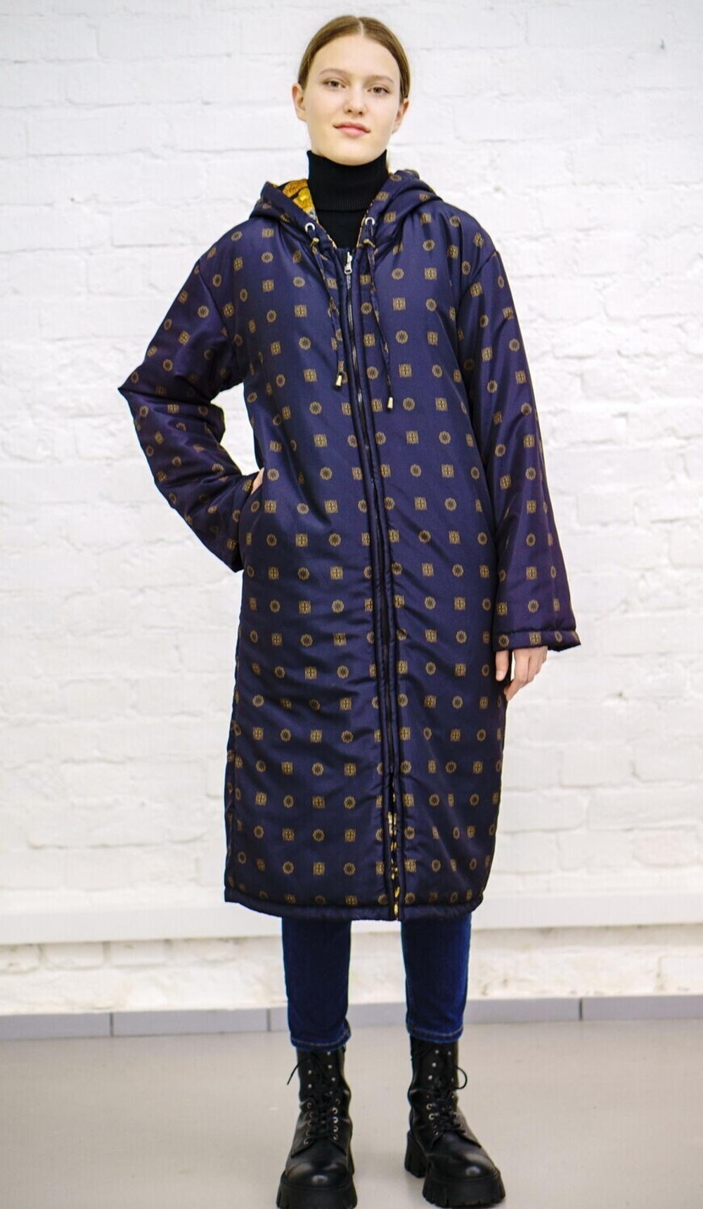 Двустороннее пальто-парка "Византия", по мотивам русского золотного шитья в церковных одеяниях