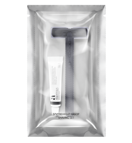 Бритвенный набор: бритвенный станок, крем для бритья в мини-формате 5 мл  Aquatique