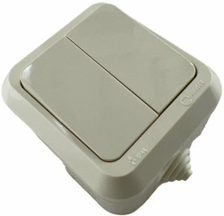 Выключатель 2-кл. открытой установки 10А IP44 п/герм. кремовый Makel 18201