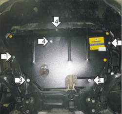 Защита картера Двигателя, КПП. 2 мм, Сталь. для Ford Mondeo 2007-2015 MOTODOR.00736