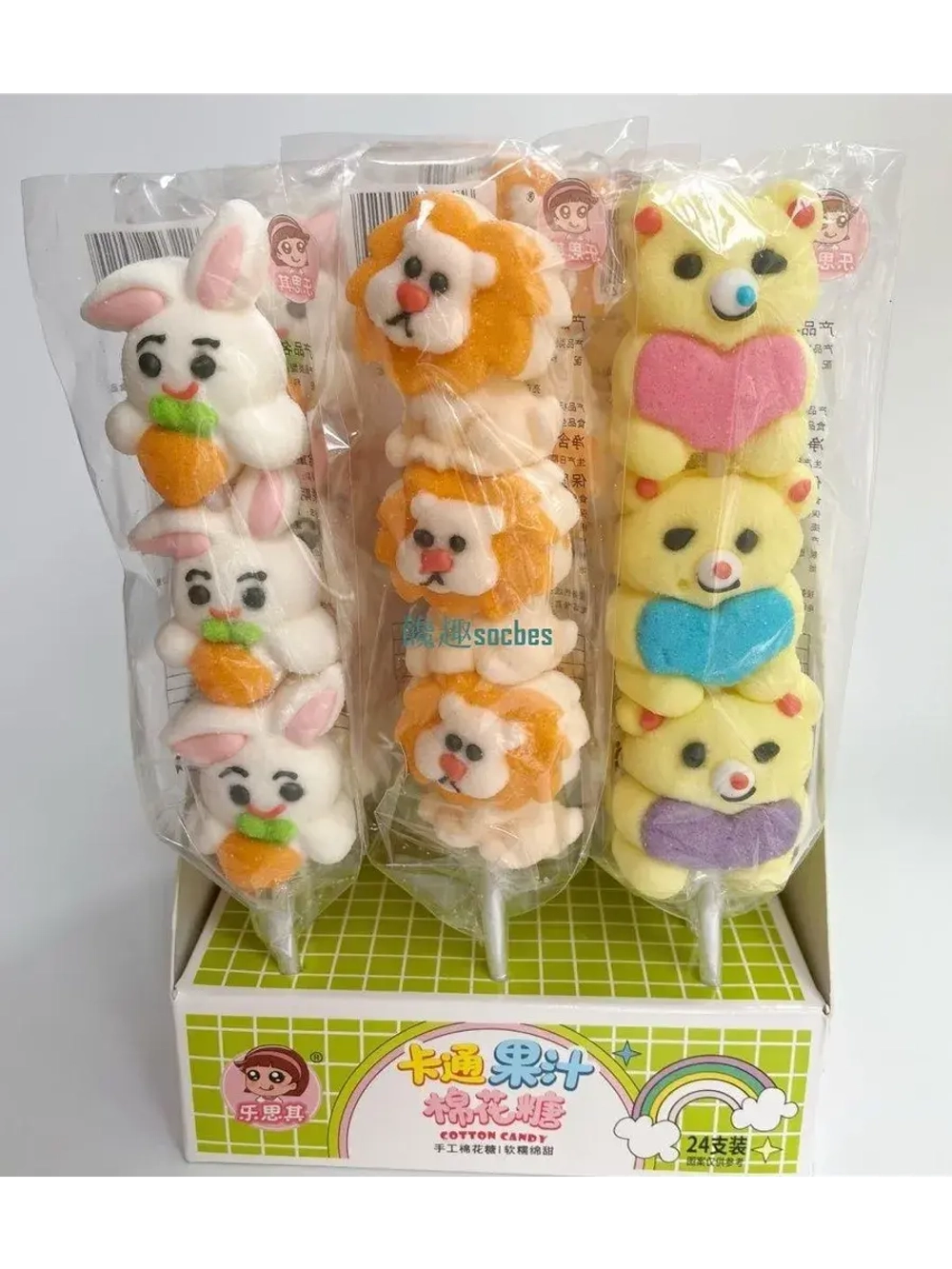 Маршмеллоу на палочке веселые Зверята 35 г * 24 шт