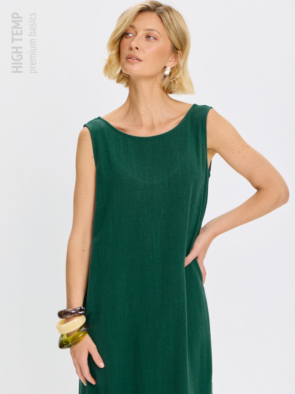 Льняной сарафан макси с карманами