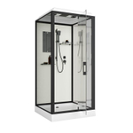 Душевая кабина Niagara Standart ST90/15Q/BL (90х90х215) квадрат,поддон 15см,распашная,проф.черный,3 места