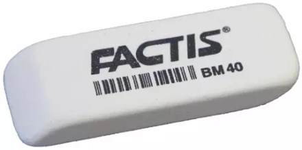 Ластик FACTIS BM 40 (Испания), 52х20х7 мм, белый, прямоугольный,скошенные края