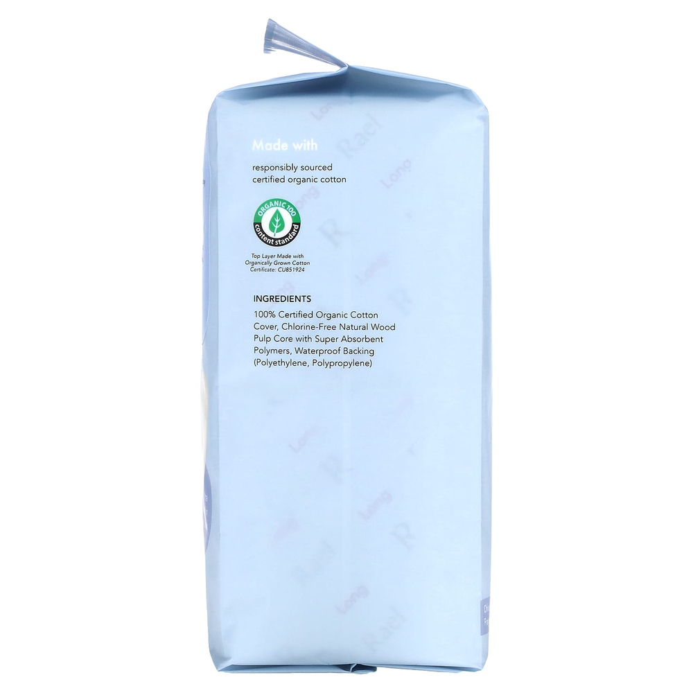 Rael, Тканевые прокладки из органического хлопка, длинные, 36 шт.