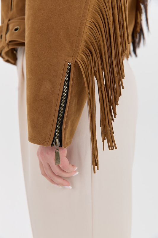 Куртка из искусственной замши, коричневая