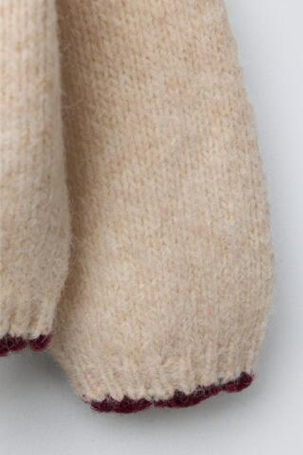 ZARA ВЯЗАНЫЙ ДЖЕМПЕР С НАШИВКАМИ КРЮЧКОМ, СВЕТЛО-БЕЖЕВЫЙ