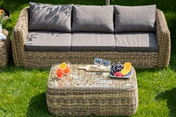 "Кальяри" журнальный столик из искусственного ротанга (гиацинт), цвет соломенный