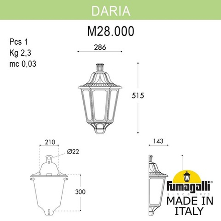 Уличное бра FUMAGALLI DARIA M28.000.000.AXE27