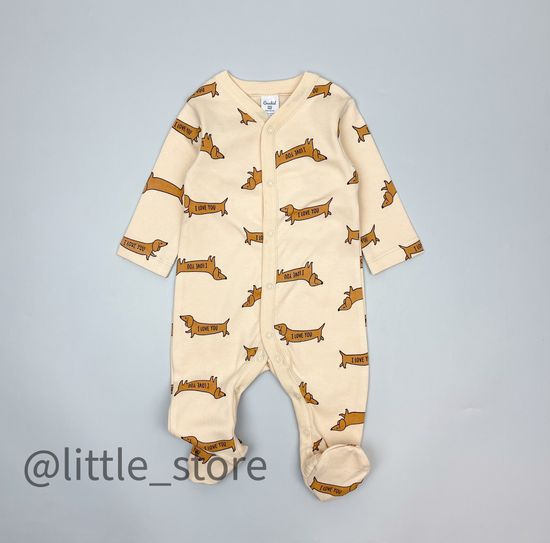 Слип хлопковый "Таксы" песочно-бежевый