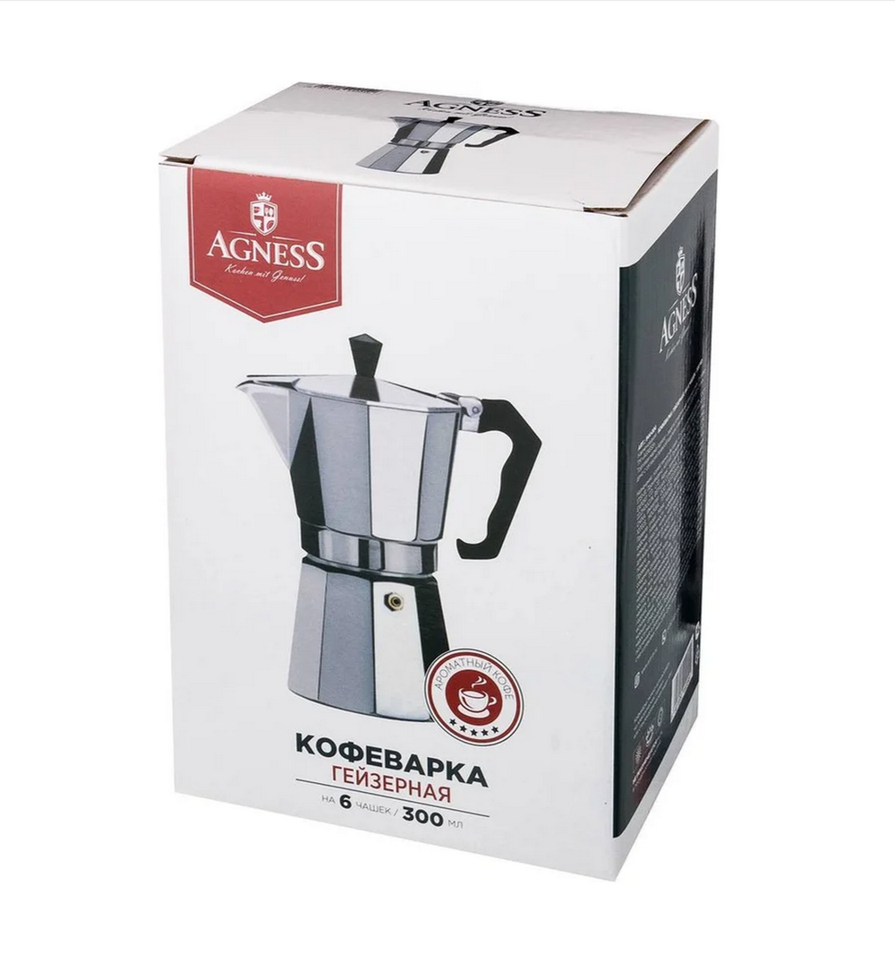 Кофеварка гейзерная AGNESS МОНБЛАН на 6 чашек 300мл