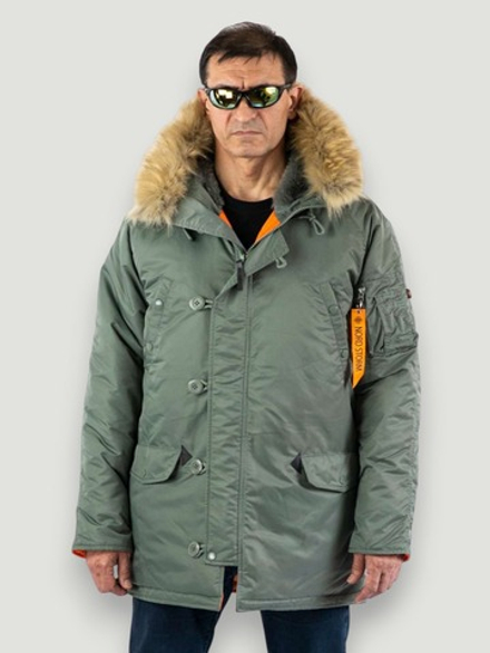 Куртка Аляска N-3B Husky II Nord Storm (оливковый - olive/orange)