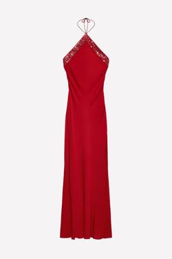 ZARA Х LUDOVIC DE SAINT SERNIN АТЛАСНОЕ ПЛАТЬЕ, КРАСНЫЙ