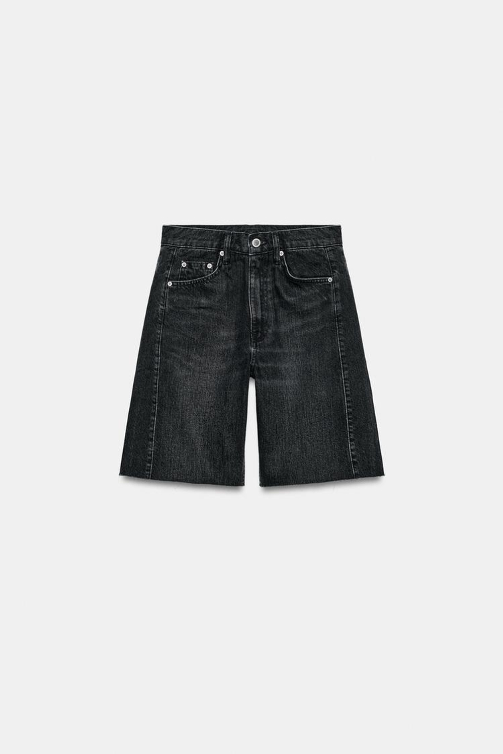 ZARA ДЖИНСОВЫЕ ШОРТЫ RELAXED СО СРЕДНЕЙ ПОСАДКОЙ — ZW COLLECTION, ЧЕРНЫЙ