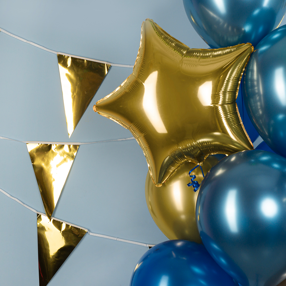 Гирлянда-флажки в золотом цвете, металлик, 1000 см