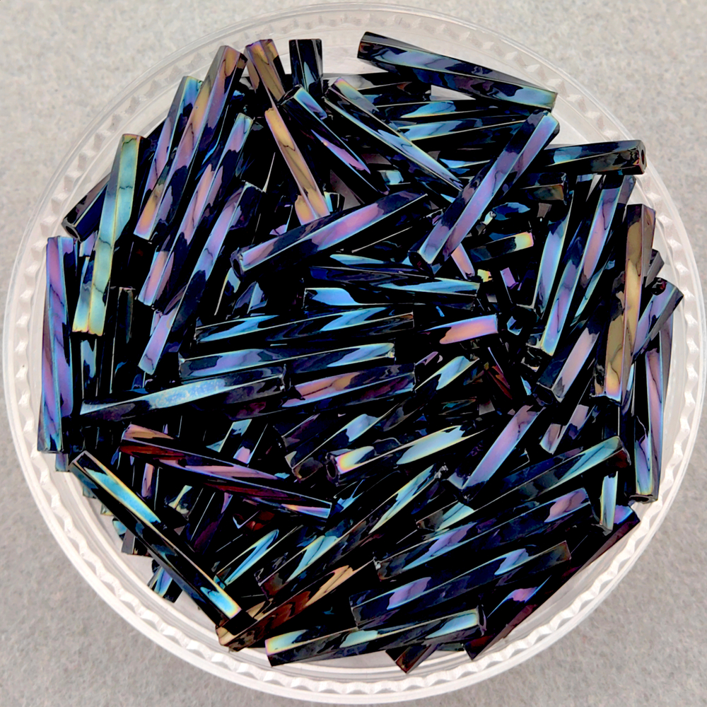 Стеклярус Miyuki Twisted Bugle, цвет #0452 (синий ирис, металлизированный)