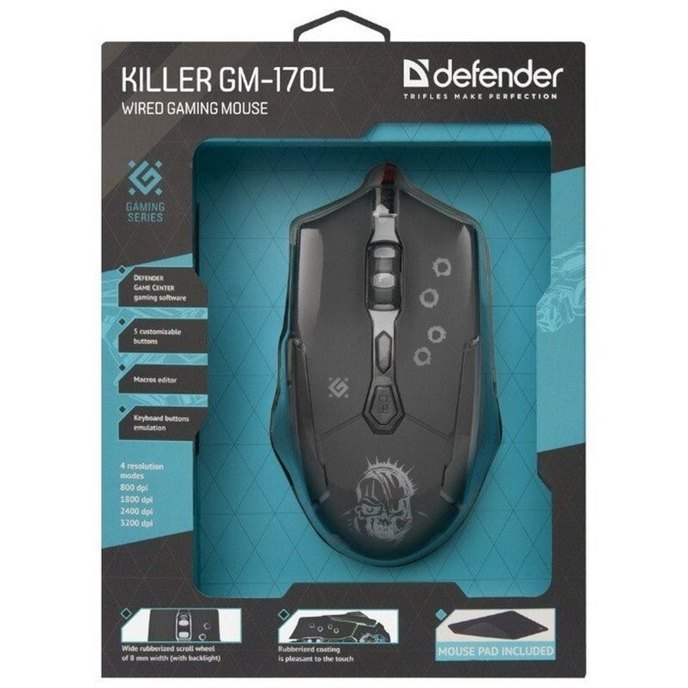 Мышь игровая проводная Defender Killer GM-170L (черная)