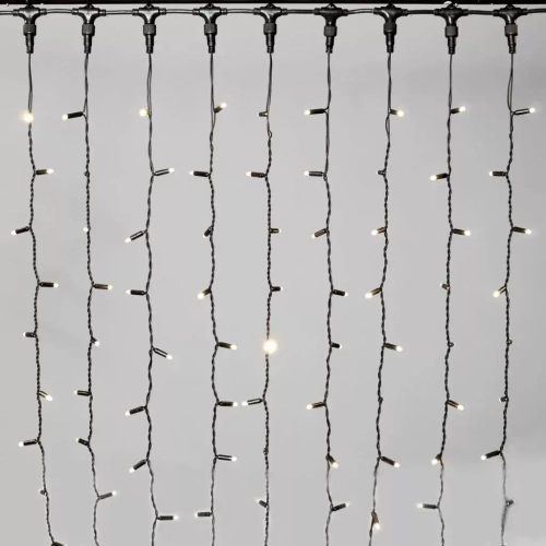 Светодиодный занавес 2*2 м., 400 LED, тепло-белый, статика, черный провод каучук, LTC (ECO402-1-2WW)