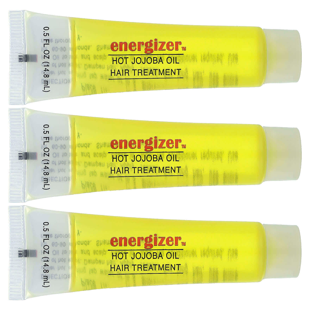 Hobe Labs, Energizer, лечение волос горячим маслом жожоба, 3 тюбика с повторно закрывающейся крышкой, 14,8 мл каждый