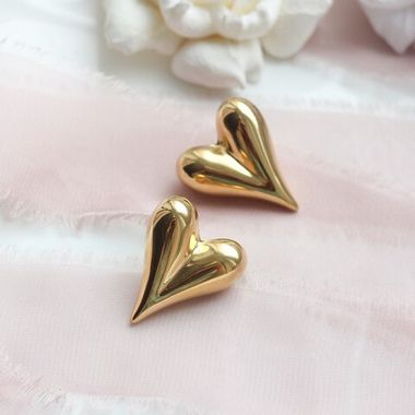 Серьги пусеты Сердце, 27*23 мм, позолота СГ027