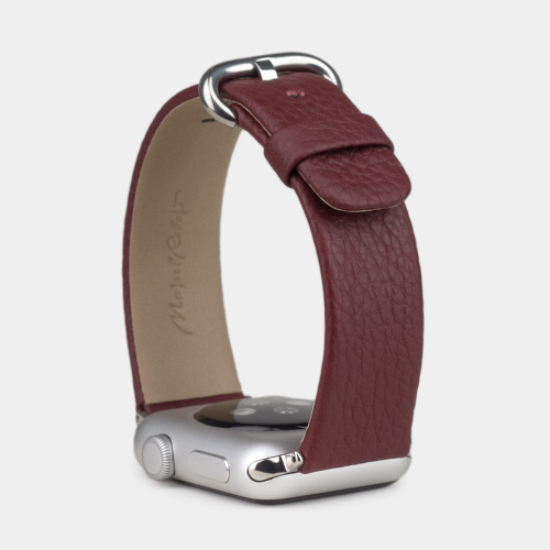 Ремешок для Apple Watch  44/45/46 mm из кожи теленка, бордового цвета