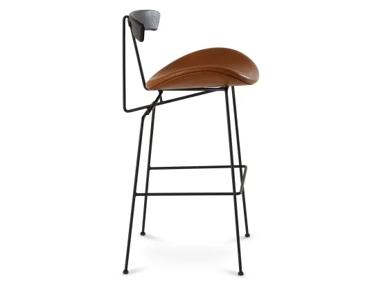 Барный стул Candy металлический, деревянная спинка, коричневая экокожа
