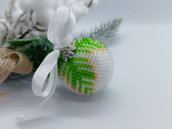 Елочная Игрушка, Шарики на Елку из Бисера, Ручная работа
