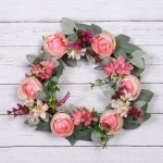 Цветы искусственные венок «Нежная роза» 42см