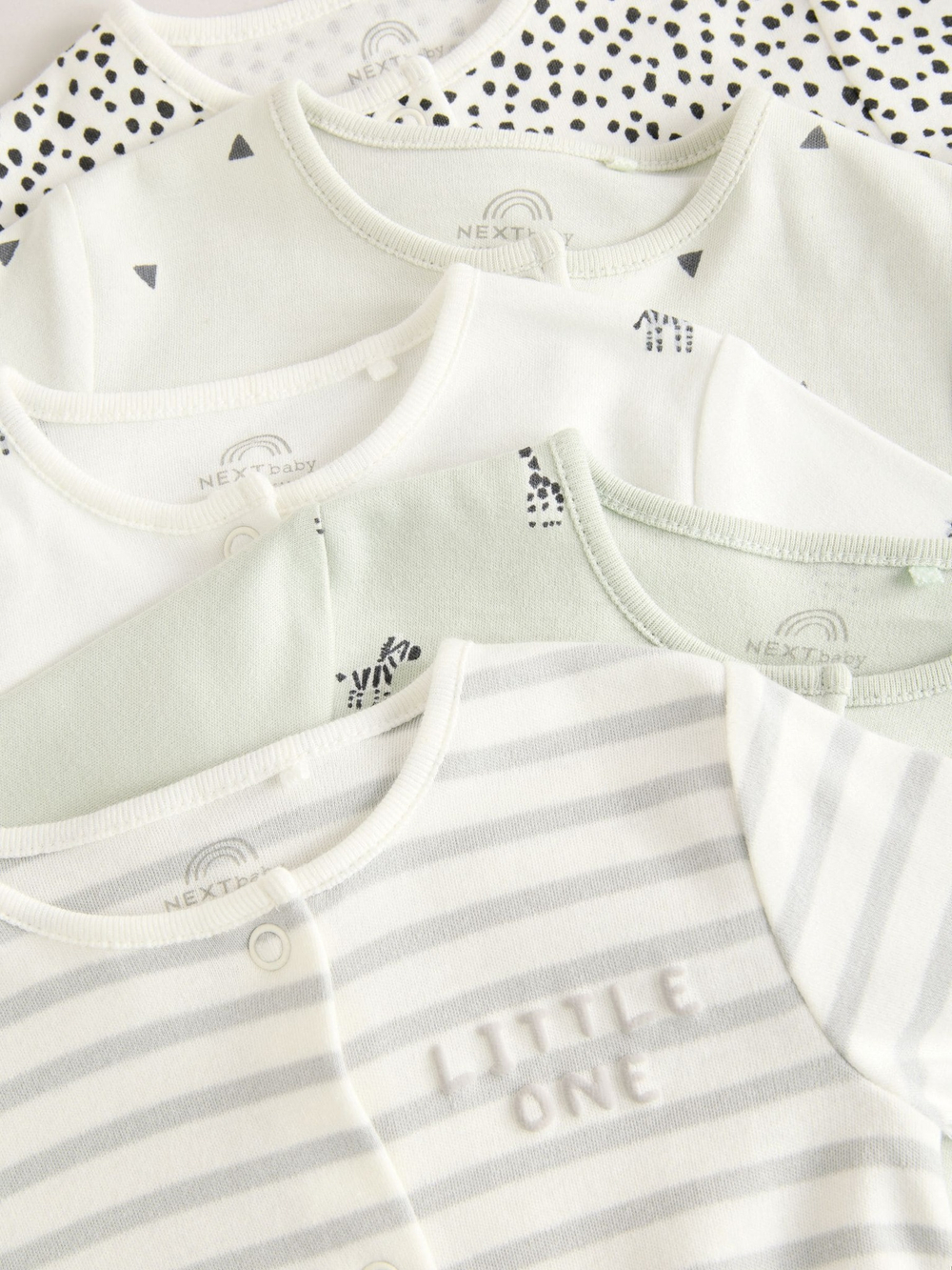 Комбинезон / Cлип для малышей Next E74-863, 5 шт., Светло-серый, Белый, Светло-салатовый