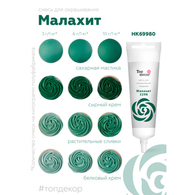 Пищевой краситель гелевый водорастворимый "Малахит" Top Decor, Россия 100гр