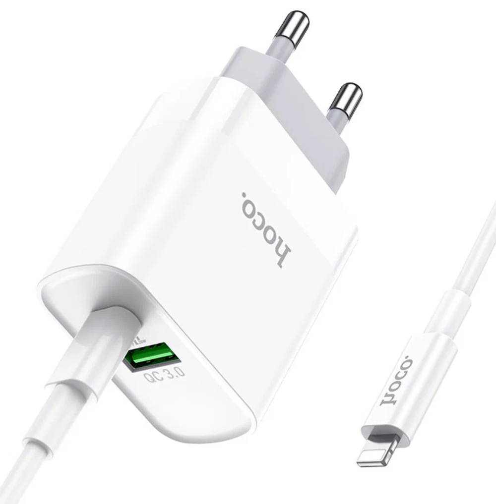 СЗУ HOCO C80A Plus Rapido PD20W+QC3.0 charger set(C to iP)(EU)