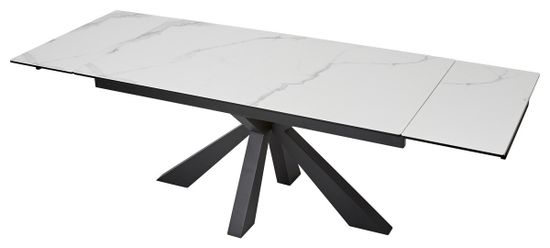 Стол ALEZIO 160 BIANCO TL-45 Белый мрамор матовый, испанская керамика/ черный каркас