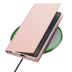 Чехол книжка из PU кожи розового цвета от Dux Ducis для Samsung Galaxy S25 Ultra, серия Skin Pro Series Case