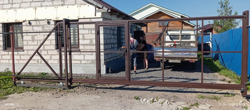 Каркас откатных ворот с встроенной калиткой "ОПТИМА" Т Профиль + монтаж. 4м проем