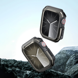 Чехол-бампер прозрачный с черными вставками от Dux Ducis для часов Apple Watch 45мм на модели 7, 8 и 9 серии, серия Tamo Series Case