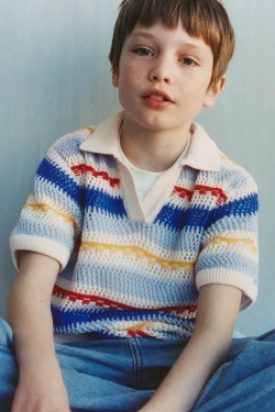 ZARA ПОЛО ИЗ КРУЖЕВА КРОШЕ, РАЗНОЦВЕТНЫЙ