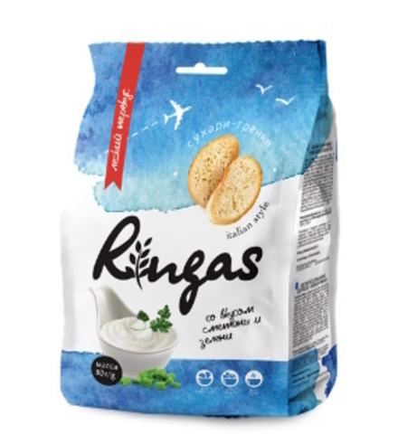Сухари-гренки "Ringas" со вкусом сметаны и зелени Слуцкий хлебозавод