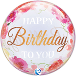 Шар BUBBLE «Happy Birthday. Пионы», 56 см