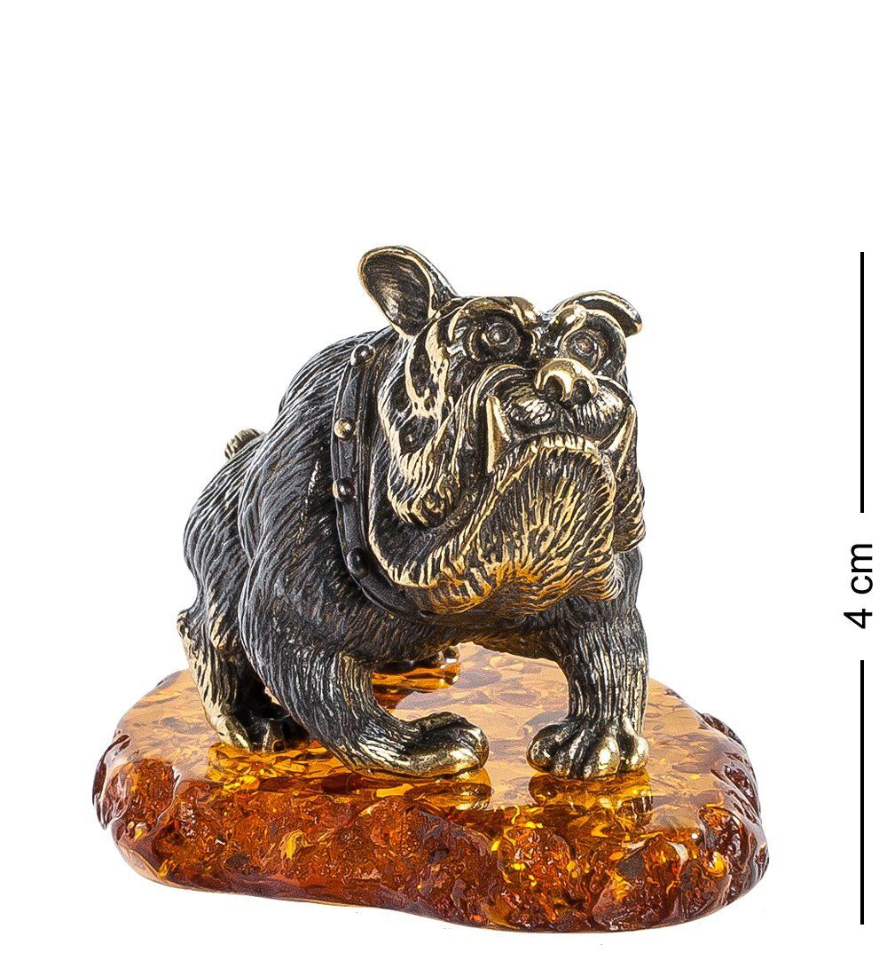 Народные промыслы AM-1301 Фигурка «Английский бульдог» (латунь, янтарь)