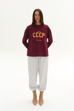 Лонгслив СССР | Бордовый