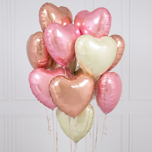 Букет шаров «Сердца» розово-белые