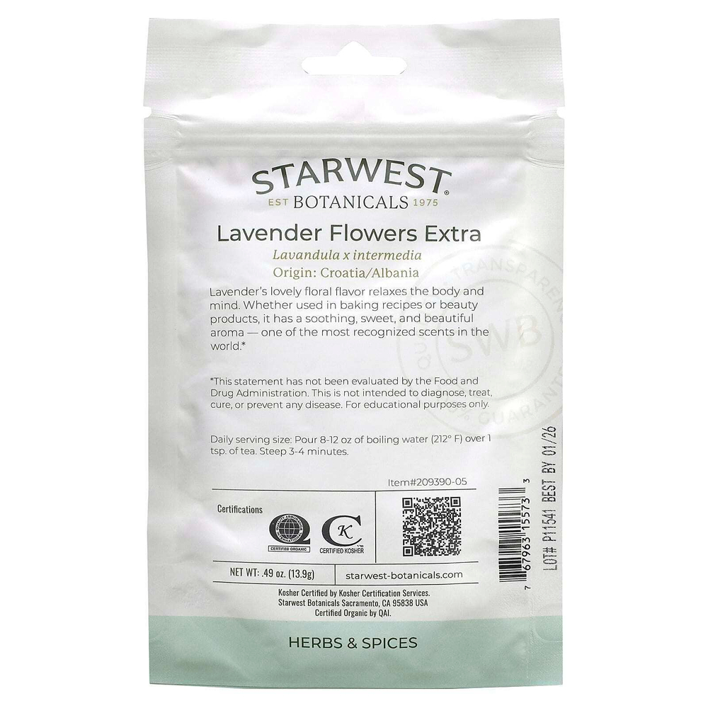 Starwest Botanicals, Органические цветки лаванды, 13,9 г (0,49 унции)
