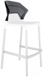 Стул пластиковый барный Papatya Ego-S Bar, сатинированный алюминий, белый, дымчатый