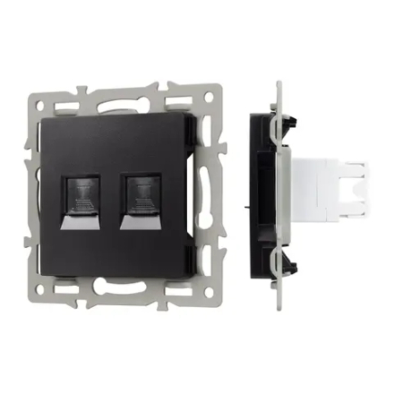 Механизм компьютерной розетки двойной SCT-MPC2-PL-BK (RJ-45, CAT6) (Arlight, -) 045337