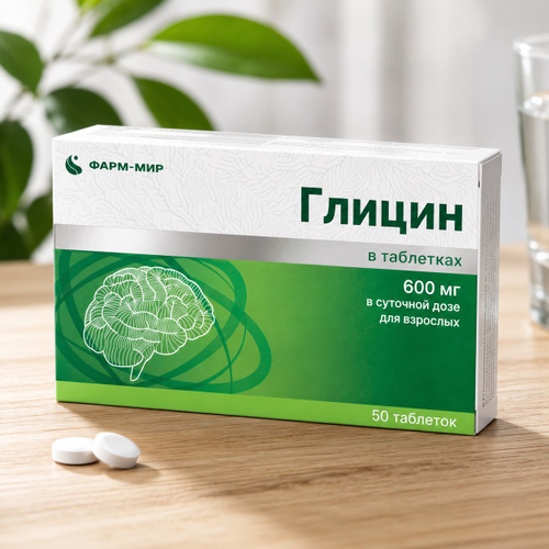 Глицин, таблетки 600 мг, № 50, Фарм‑мир