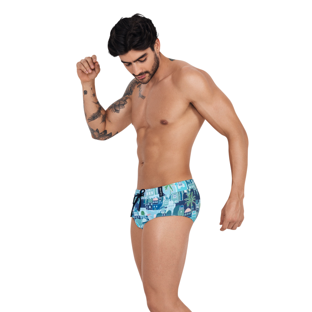 Мужские плавки синие с принтом Clever Moda CASSIEL SWIMSUIT BRIEF 125207