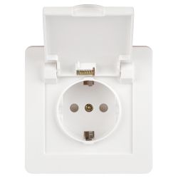 Розетка Intro Style 7-209-01 с заземлением 2P+E Schuko с крышкой шторками 16А-250В IP44 СУ белый | Intro